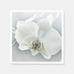 Elegante Witte Orchidee Botanische Kunst Servet