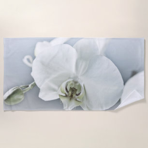 Elegante Witte Orchidee Botanische Kunst Strandlaken