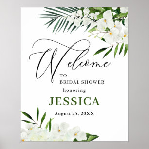 Elegante witte orchidee BRUIDSSUITE Welkomstbord Poster