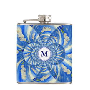 Elegante witte orchidee waterverf schilderij heupfles