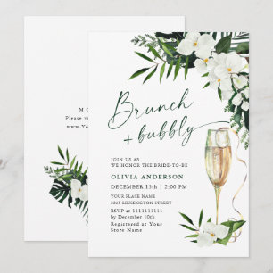 Elegante Witte Orchideeën Boheemse BRUNCH & CHAMPA Kaart