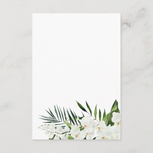 Elegante witte orchideeën Bohemian bruiloft detail Informatiekaartje (Achterkant)