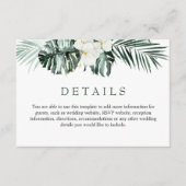 Elegante witte orchideeën Bohemian bruiloft detail Informatiekaartje (Voorkant)