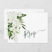 Elegante witte orchideeën Bohemian bruiloft RSVP Briefkaart (Voorkant / Achterkant)