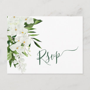 Elegante witte orchideeën Bohemian bruiloft RSVP Briefkaart