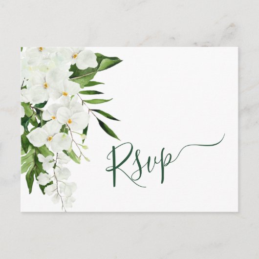 Elegante witte orchideeën Bohemian bruiloft RSVP Briefkaart (Voorkant)
