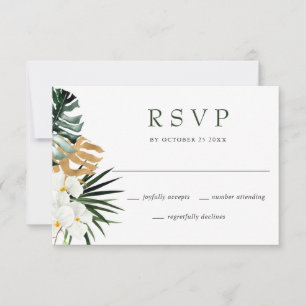 Elegante witte orchideeën bohemien trouw-RSVP kaar RSVP Kaartje