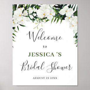 Elegante Witte Orchideeën BRUIDSSUITE Welkomstbord Poster
