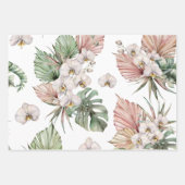 Elegante witte orchideeën palmen tropische bloemen inpakpapier vel (Voorkant 2)