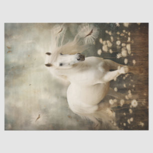 Elegante witte paard decoupage tissuepapier