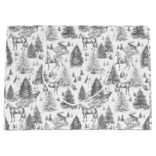Elegante Witte Paarden in Sneeuw Bossen Toile Groot Cadeauzakje
