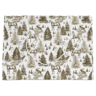 Elegante Witte Paarden in Sneeuw Bossen Toile Groot Cadeauzakje