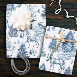 Elegante  Witte Paarden in Sneeuw Bossen Toile Inpakpapier Vel