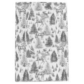 Elegante Witte Paarden in Sneeuw Bossen Toile Medium Cadeauzakje (Voorkant)