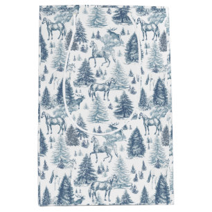 Elegante Witte Paarden in Sneeuw Bossen Toile Medium Cadeauzakje