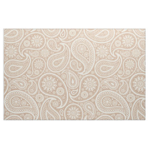 Elegante witte paisley over bruine achtergrond stof