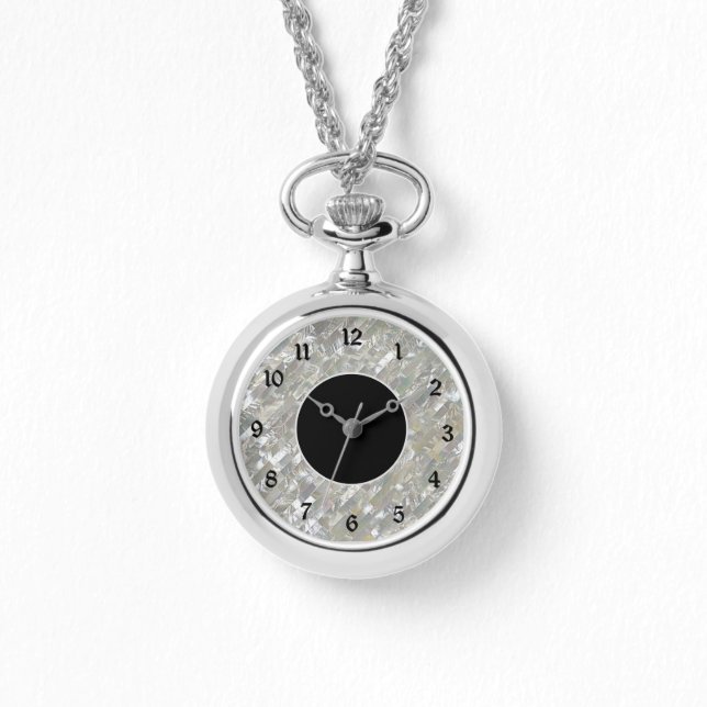 Elegante witte parel gezicht horloge (Voorkant)