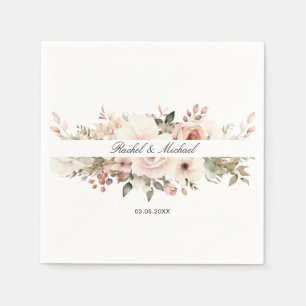 Elegante, witte, pastelkleurige bloemboeket servet