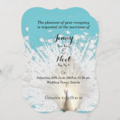 Elegante Witte Pauw Veren Huwelijksuitnodiging Kaart (Voorkant / Achterkant)