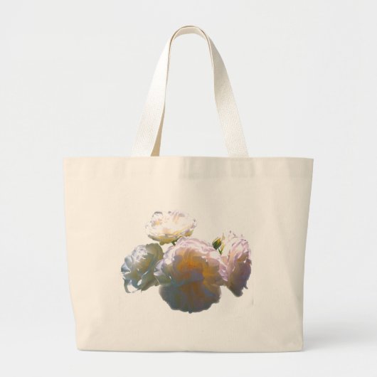 Elegante witte perzik sinaasappel blush rozen grote tote bag (Voorkant)