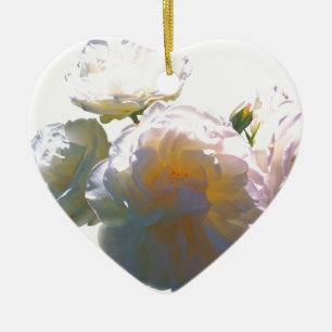 Elegante witte perzik sinaasappel blush rozen keramisch ornament