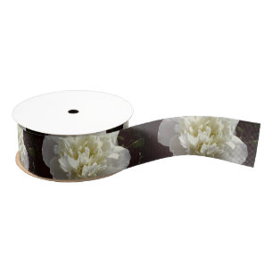 Elegante witte pioen bloemenwitte bloem foto grosgrain lint
