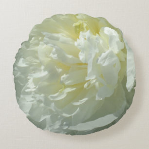 Elegante witte pioen bloemenwitte bloem foto rond kussen