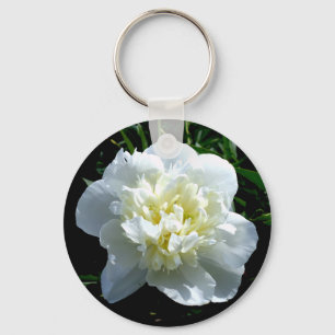 Elegante witte pioen bloemenwitte bloem foto sleutelhanger
