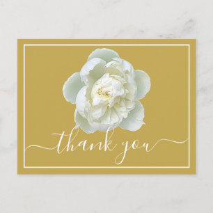 Elegante Witte Pioen Botanische Kleurrijke Dank Je Briefkaart