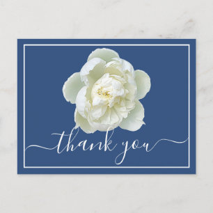 Elegante Witte Pioen Botanische Kleurrijke Dank Je Briefkaart