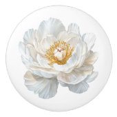 Elegante witte pioenbloem Franse boerderij Keramische Knop (Voorkant)