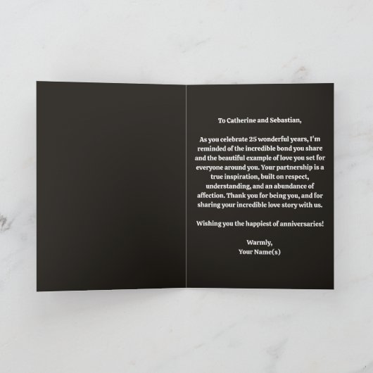 Elegante Witte pioenen 25e bruiloft Jubileum Kaart (Binnen)