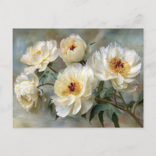 Elegante Witte Pioenrozen in Bloei Briefkaart