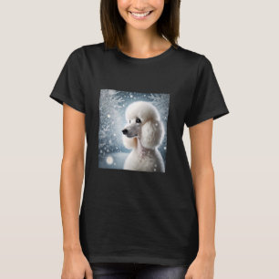 Elegante witte poedel in sneeuw winterhond T-shirt