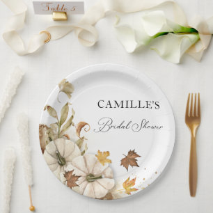 Elegante witte pompoen bruidsfeest papieren borden bordje