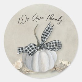 Elegante Witte Pompoen Herfst Thanksgiving Zegel