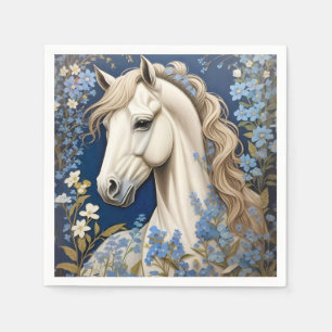 Elegante witte Pony en vergeet-me-nots Servet