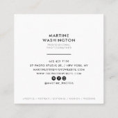 Elegante witte rand fotograaf minimaal modern vierkante visitekaartje (Achterkant)
