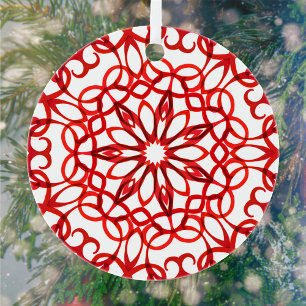Elegante Witte & Rode Decoratieve Mandala Mooie Ke Metalen Ornament