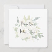 Elegante witte roos afgeronde bruiloft save the date (Voorkant)