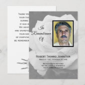 Elegante witte roos begrafenissympathie bedankkaart (Voorkant / Achterkant)