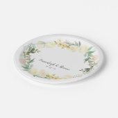 Elegante witte roos bloemenbruiloft papieren bordje (Gekanteld)