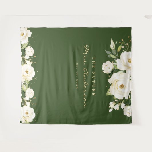 Elegante witte roos bruidsuitnodiging donkere foto wandkleed (Voorkant (horizontaal))