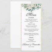 Elegante witte roos en lelies bruiloft menu (Voorkant / Achterkant)