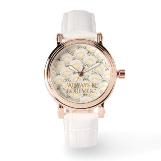 Elegante Witte Roos Gepersonaliseerde Bloem Horloge
