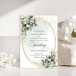 Elegante witte roos groen wedding invite kaart