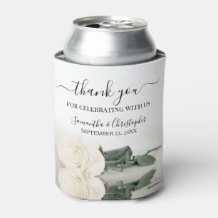 Elegante Witte Roos Romantische bruiloft Bedankt Blikjeskoeler