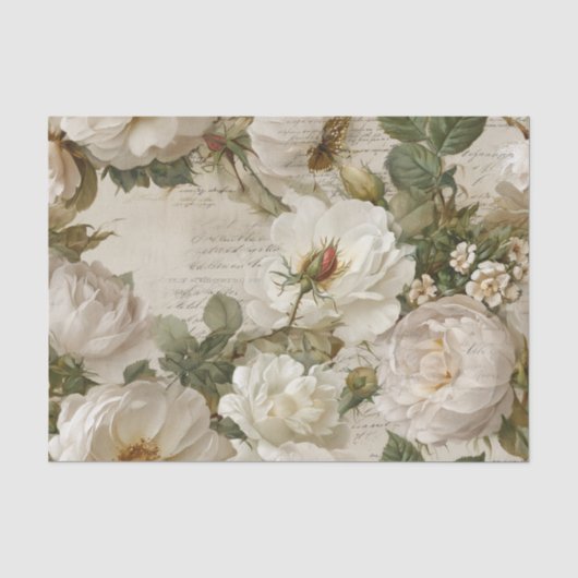 Elegante Witte Roos Tissuepapier (Voorkant)