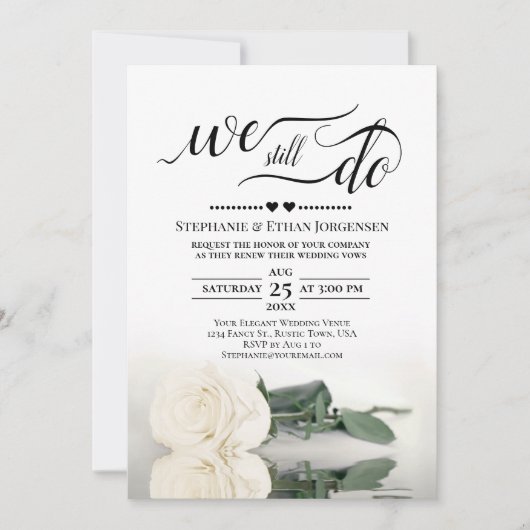 Elegante witte roos We doen nog steeds bruiloft ge Kaart (Voorkant)