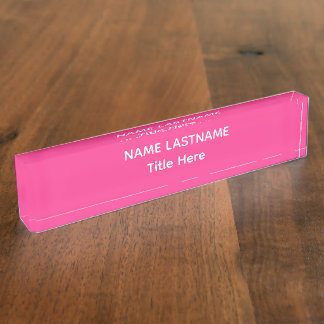 Elegante witte & roze aangepaste naam Bureaunaambo Naambordje